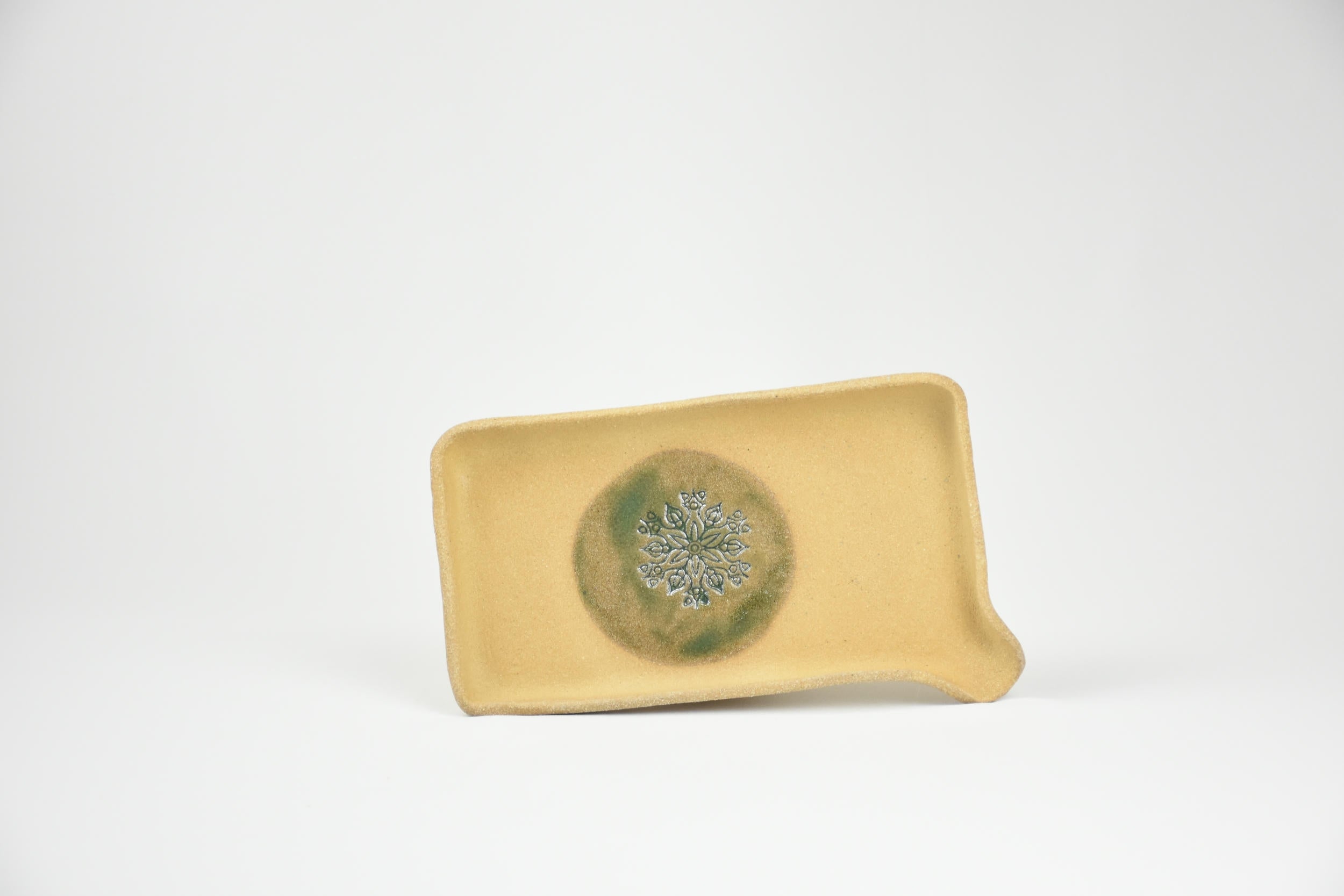 Ceramic Art Collection "The Sinai Oasis" | Handmade Beige Tray, Glazed Vessel & Sculptural Set