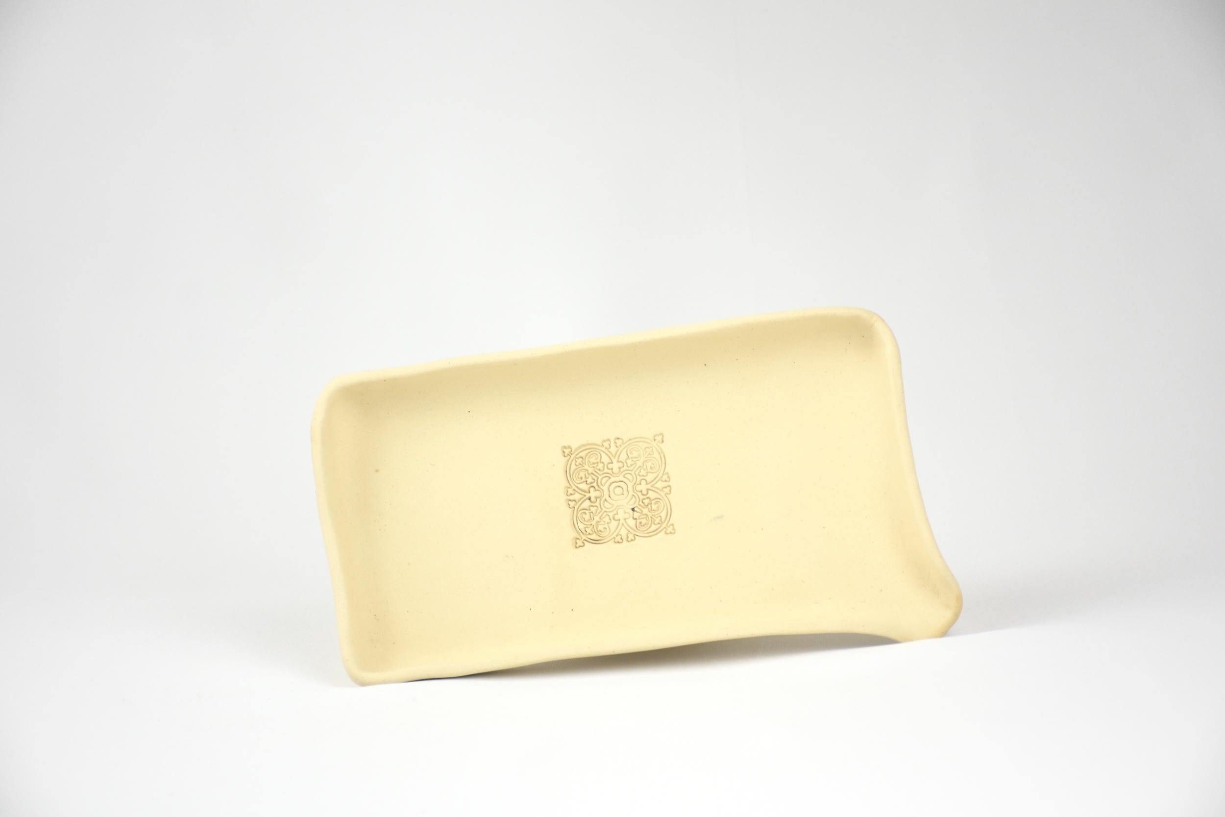 Ceramic Art Collection "The Desert Bloom" | Handmade Beige Tray, Sculptural Object & Vessel