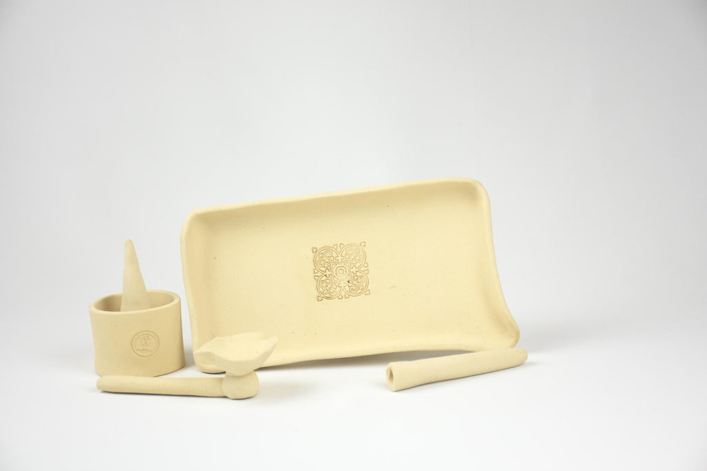 Ceramic Art Collection "The Desert Bloom" | Handmade Beige Tray, Sculptural Object & Vessel