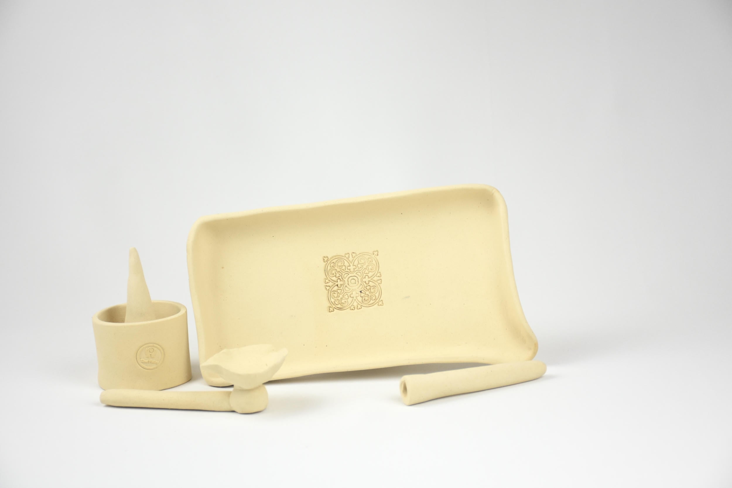 Ceramic Art Collection "The Desert Bloom" | Handmade Beige Tray, Sculptural Object & Vessel