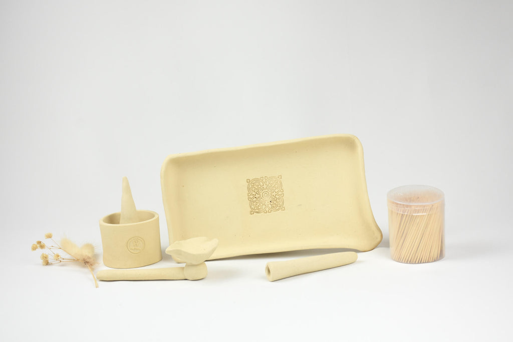 Ceramic Art Collection "The Desert Bloom" | Handmade Beige Tray, Sculptural Object & Vessel