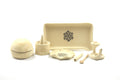 Ceramic Botanicals Set "The Nomad's Provision" | Handmade Beige Tray & Curved Burner Bundle | Herb Crusher, Storage Jar & Ash Dish