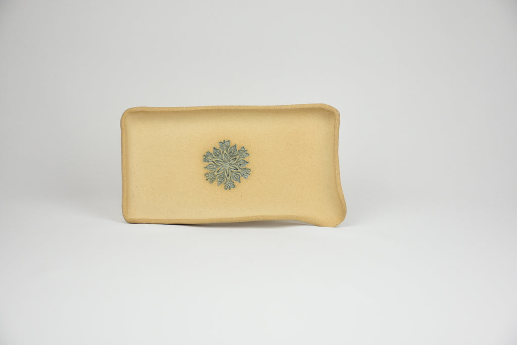 Ceramic Botanicals Set "The Hidden Spring" | Handmade Mixed Clay Tray & Infinity Burner Kit | Herb Crusher, Storage Pebble & Glazed Dish