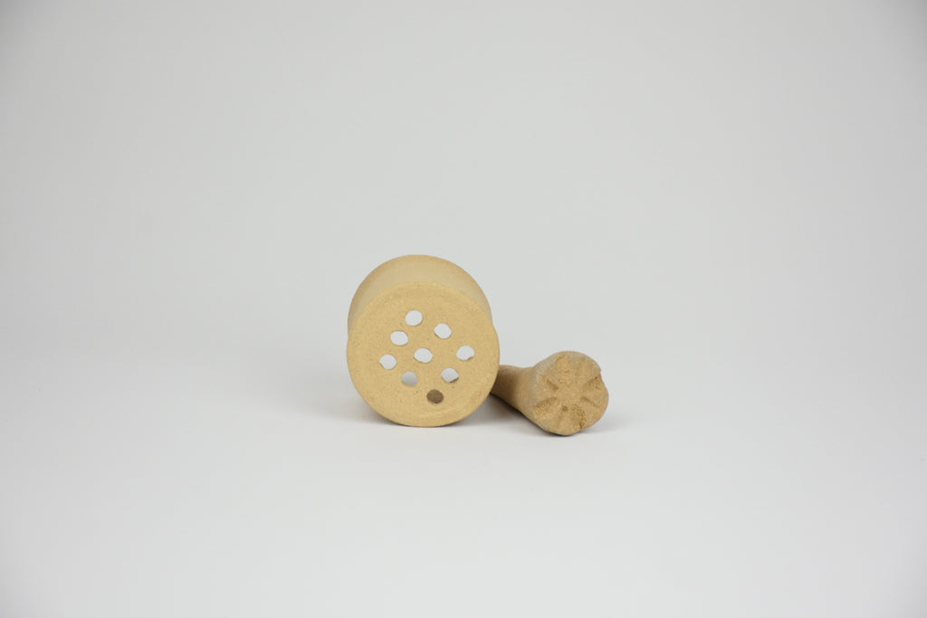 Ceramic Botanicals Set "The Hidden Spring" | Handmade Mixed Clay Tray & Infinity Burner Kit | Herb Crusher, Storage Pebble & Glazed Dish