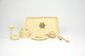Ceramic Botanicals Set "The Desert Mirage" | Handmade Mixed Clay Tray & Curved Burner Kit | Herb Crusher, Storage Pebble & Glazed Dish